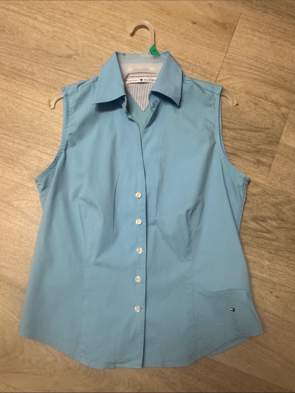 Tommy Hilfiger Light Blue Sleeveless Button-Down Shirt